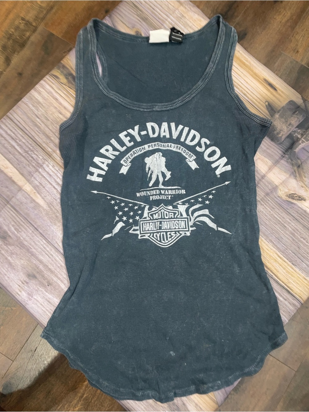 Harley-Davidson Washed Black Wounded Warrior Tank Top